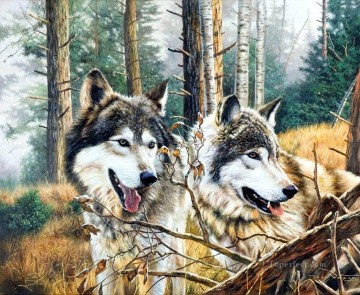 Lobo Painting - lobos del bosque